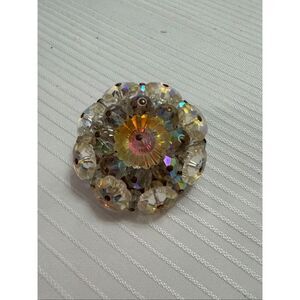 1960s Juliana Aurora Borealis Marguerite Crystal Bead & Rhine Cluster Brooch